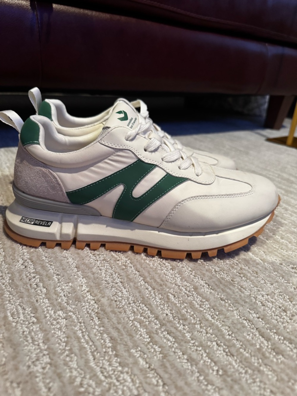 Women’s White & Green Casual Runner Sneakers
